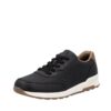 Rieker sneakers til herre i sort med brune detaljer og ekstra bredde G samt snørebånd