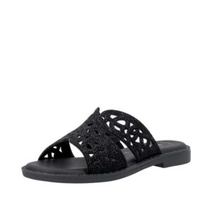 Remonte sandal til dame i sort med fine sten og blød sål.