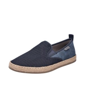 Rieker hyttesko til herre i blå med udtagelig sål i skind.