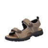 Rieker sandal til herre i brun/beige med velcroremme og Rieker Antistress.