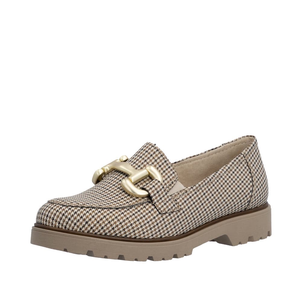 Rieker loafers til dame i beige med flot detalje og skindsål