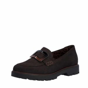 Rieker loafers til dame i brun med flotte detaljer og Rieker Antistress.