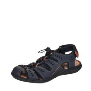 Rieker sandal til herre i blå med elastisk snøre og stødabsorbering.