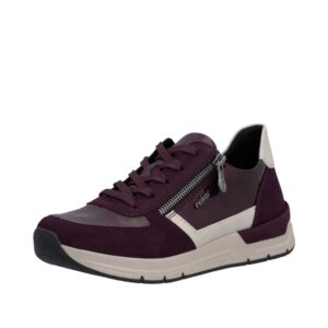 Rieker sneakers til dame i bordeaux med funktionel lynlås og snørebånd samt udtagelig sål