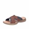 Rieker sandal til herre i brunt skind med Rieker Antistress stødabsorbering.