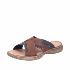 Rieker sandal til herre i brunt skind med Rieker Antistress stødabsorbering.