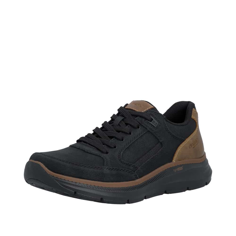 Rieker sneakers til herre i sort med snørebånd samt lynlås og stødabsorbering