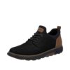 Rieker sneakers til herre i sort skind med ekstra bredde H og udtagelig sål